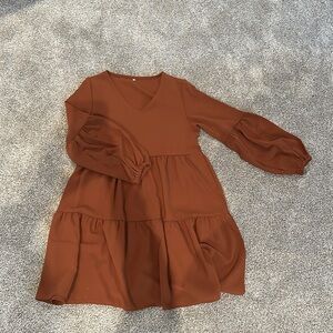 Burnt orange ruffle dress